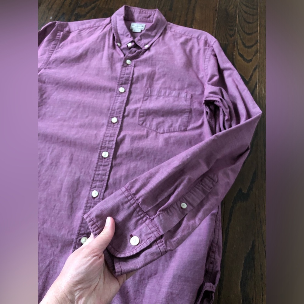 J. Crew Men’s M 100% Cotton Maroon Long-Sleeved Button-Down Casual Shirt - EUC! - Picture 6 of 9